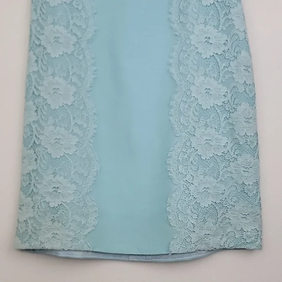Vintage Blue & Lace Midi Short Sleeve Shift Dress By Jean Lang (Altered Waist) S - Picture 3 of 13
